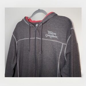 Disney Pirates of the Caribbean Hoodie Size XL Gray Full Zip Jacket L/S Graphic